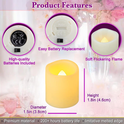 Yakpo 72 Pack 1.5" x 1.8" Tea Lights Candles Battery Operated, Flameless Flickering LED Tealights Votive, Electric Outdoor Flicker Small Fake Candles Bulk for Wedding Halloween Christmas Decorations