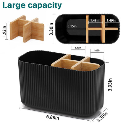 GFWARE Black Toothbrush Holder - Bamboo Toothbrush Holders for Bathrooms Electric Toothbrush Holder Organizer Kids Toothbrush Holders for Bathrooms Countertop