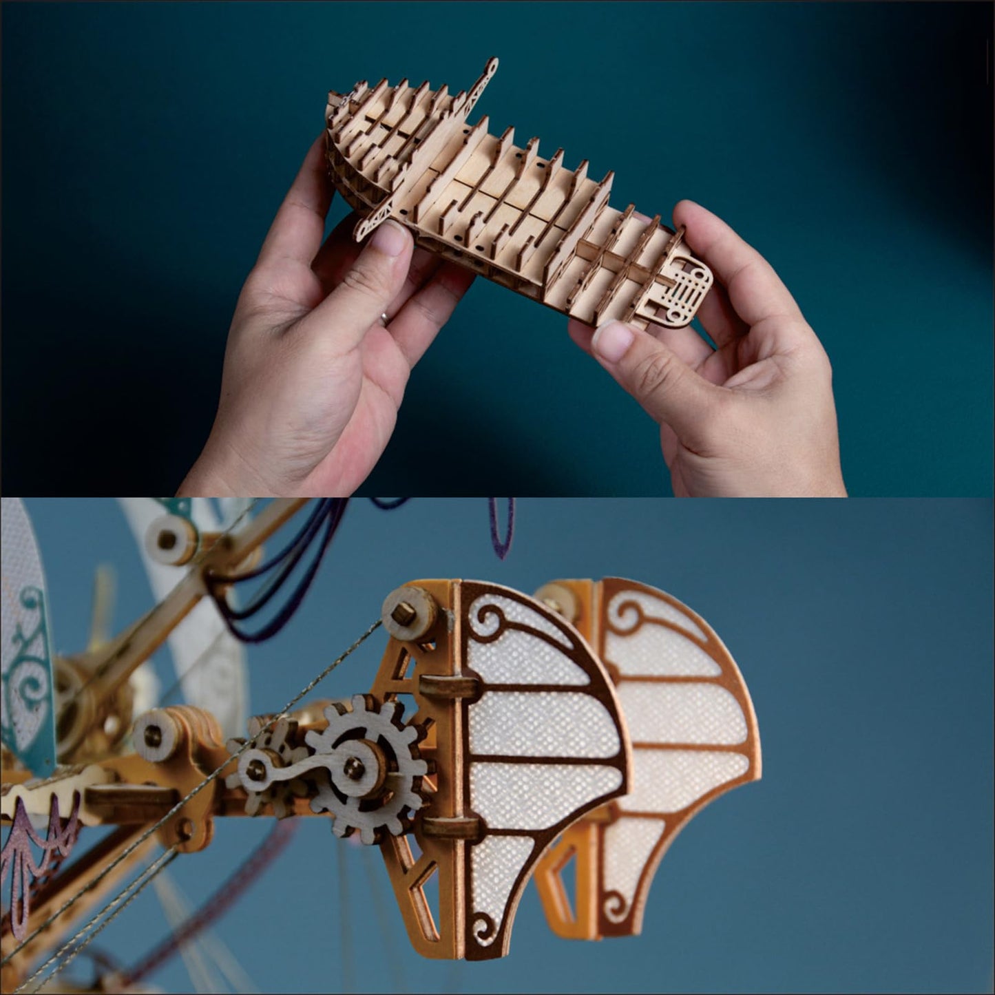GuDoQi 3D Wooden Puzzles for Adults, DIY Fantasy Spaceship Model Kit, Educational Brain Teaser for Adults to Build, DIY Assembly Kit, Woodcraft Kit, Make Your Own Gifts for Christmas Day