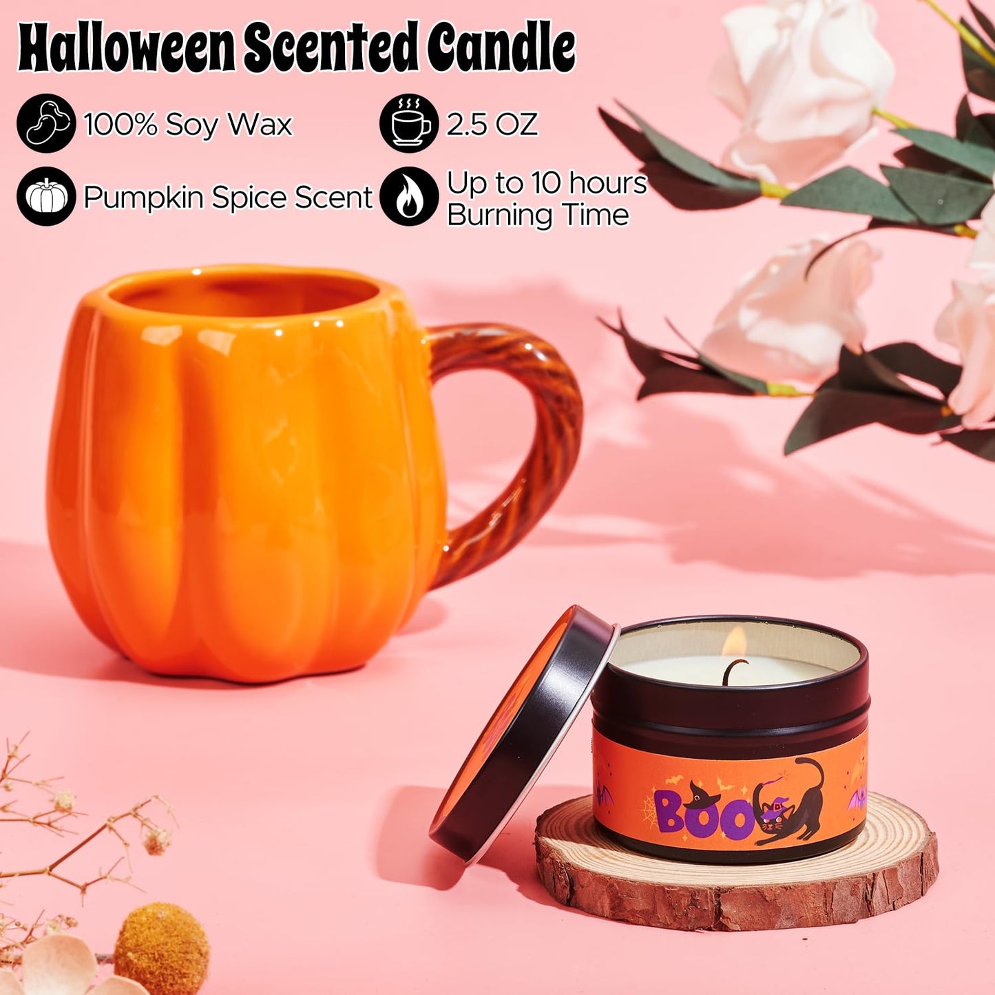 Larchio Boo Basket Stuffers for Women Teen Girls, Halloween Gifts for Teens Adult with Pumpkin Mug Halloween Socks and Self Spa Gift for Family Friends