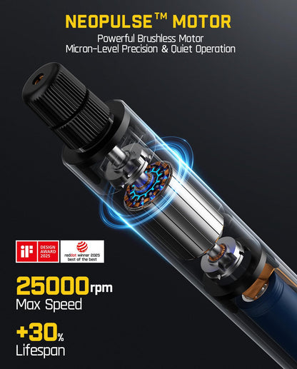 Fanttik F2 Master Mini Cordless Rotary Tool Kit 4V, NeoPulse Motor, 5 Variable Speed, 25000 RPM, Revostor Hub, 35 Accessories, Power Tool for Sanding, Polishing, Drilling, Carving, DIY Crafts
