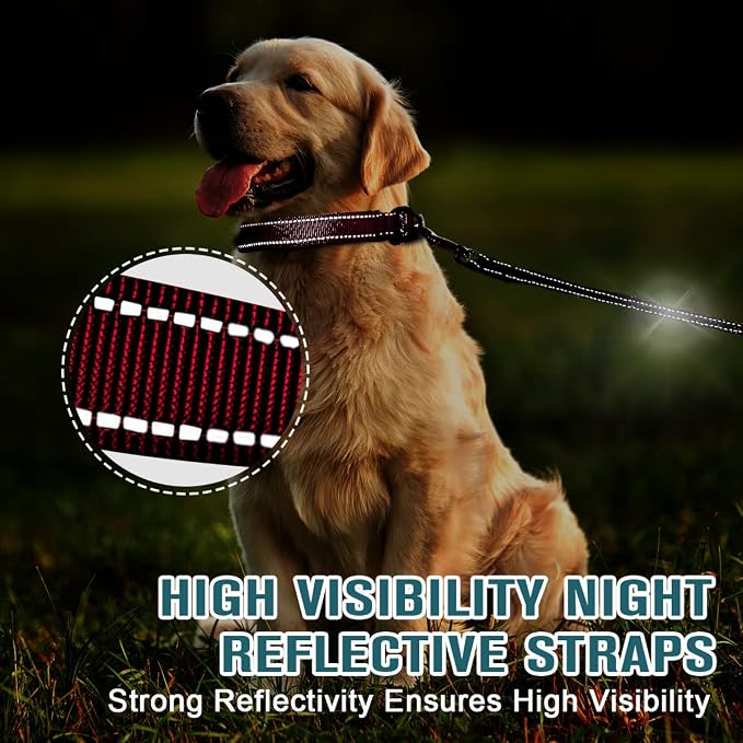 Dog Collar for Medium Small Large Dogs Reflective with Leash,Collar and Leash for Dogs,Soft Neoprene Padded 2 Pack(Pink,L)