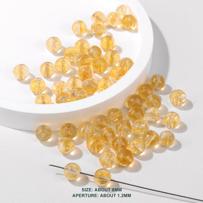Risyfjew 50PCS 8mm Natural Citrine Beads Gemstone Round Loose Beads for Jewelry Making Chakra Crystal Stone Beads for Bracelets Necklace Earrings Making Supplies (50pcs/Strand)