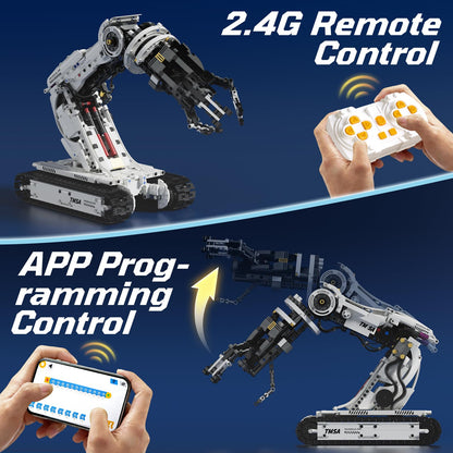 DOLIVE Technical Tracked Robot Arm, STEM Building Block Set for Kids Ages 8-14, Remote Control and App Controlled Mechanical Hand, Birthday Gift for Boys 8 9 10 11 12+ Years Old