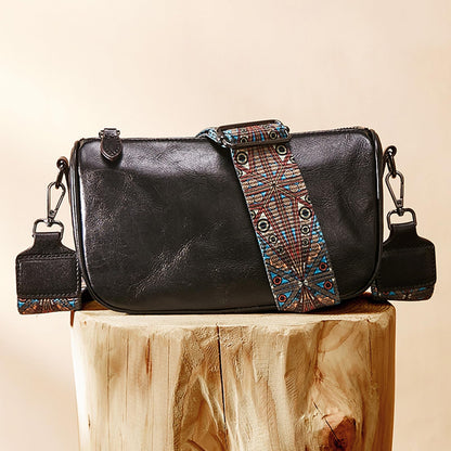 Leather Purse Crossbody Bag for Women: Genuine Leather Boho Purses for Women Trendy - Small Shoulder Cross Body Bag (02 Black)