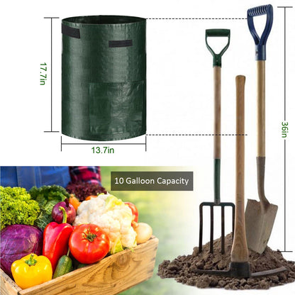 JJGoo Potato Grow Bags, 4 Pack 10 Gallon with Flap and Handles Planter Pots for Onion, Fruits, Tomato, Carrot - Green