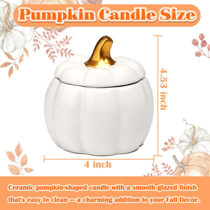 Gifts for Women,White Pumpkin Candle,Pumpkin Shape Candles,Pumpkin Spice Scented Candles,Fall Candles for Women,Fall Decor,White,9oz