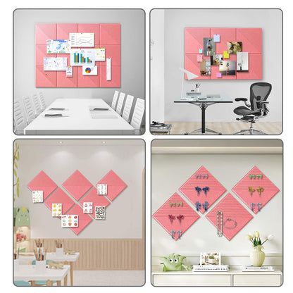 Large Cork Board for Walls 48"x 36", 12 Pack Felt Wall Tiles with Safe Removable Adhesive Tabs, Cork Board for Office,Pinboard Bulletin Board - Pink