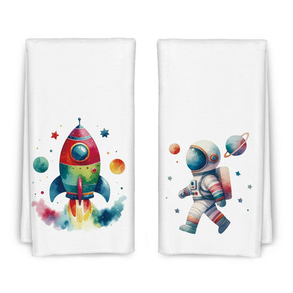 CIOJUNE Space Kids Towels for Bathroom, Astronaut Nursery Decorative Hand Towels, Outer Space Decor for Boys Room, Astronaut Gifts for Kids, 16×24 in Set of 2