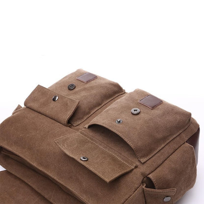 viatra Canvas Leather Messenger Bag for Men and Women, Vintage Crossbody Shoulder Bag, Fits up to 17.3 In Laptop (Brown)