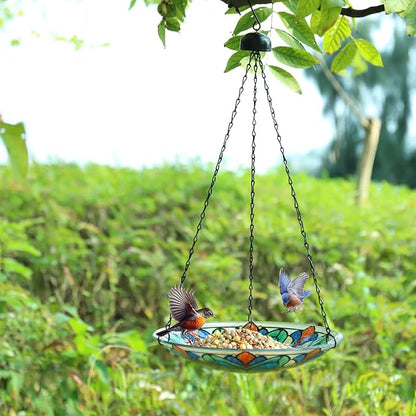 MUMTOP Hanging Bird Bath-Bird Baths for Outdoors - 12 Inch Glass Bird Water Bowl Bird Feeders for Outside, Garden, Lawn Yard Decor