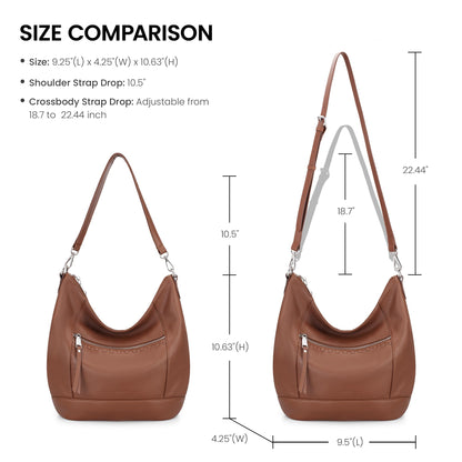 befen Brown Leather Purse for Women Trendy, Crossbody Hobo Purses for Women Soft Genuine Leather Handbags with 2 Removable Straps, Spring Purses 2026