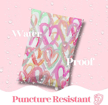 14.5x19 Designer Poly Mailer 100 Pack Heavy Duty Waterproof Self Seal Shipping Bags for Small Business Large Mailing Envelopes Bulk Tear Resistant Cute Packaging Happy Hearts