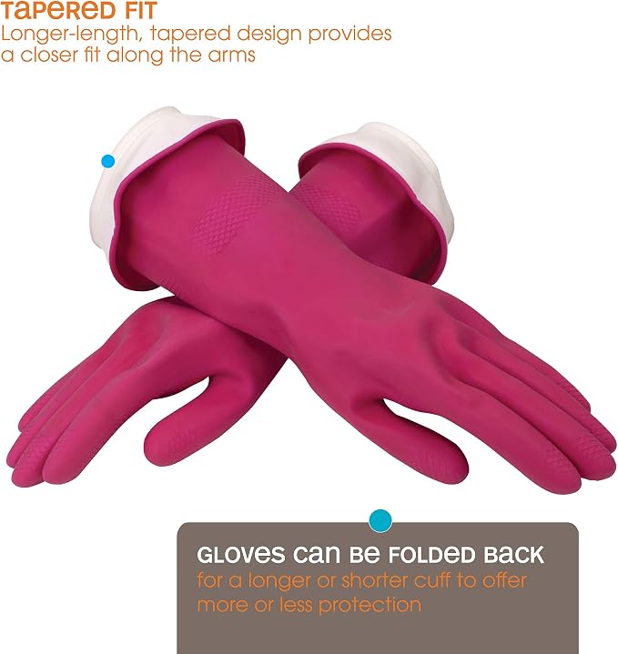Casabella Premium Waterblock Reusable Household Cleaning Gloves, Medium (Pack of 2)