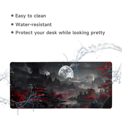 Japanese Desk Mat Mouse Pad Dark Moon Gaming Desk Pad XL Large Mouse Mat Office Decor Accessories (Mountain Moon)