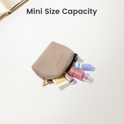 ROWNYEON Small Makeup Bag for Purse, Mini Portable Cosmetic Bags for Women, PU Leather Coin Purse Lipstick Cosmetic Accessories Organizer, Travel Makeup Pouch Zipper Pouch for Men Women