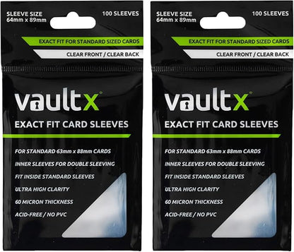 Vault X Exact Fit Sleeves (200 Pack) Perfect Inner Sleeves for Trading Cards, Clear