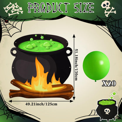 Panelee Halloween Large Witches Pot Trunk or Treat Car Decorations Kit Witch Cauldron Banner Decor Balloons Halloween Garage Door Witch Wizard Party Decorations for Home Yard Party Supplies