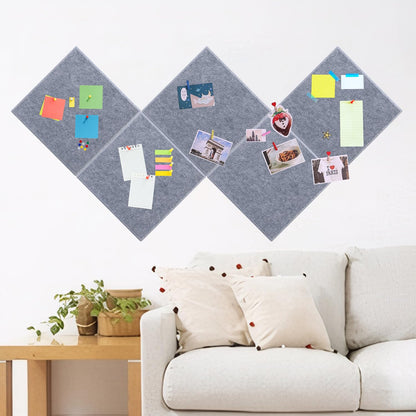 Geytetqi 12 Pack 12" x 12" Felt Boards, Grey Square Felt Wall Tiles, Self-Adhesive Cork Bulletin Board for Home, Office, and Kitchen Decor(1/2 Inch Thickness)