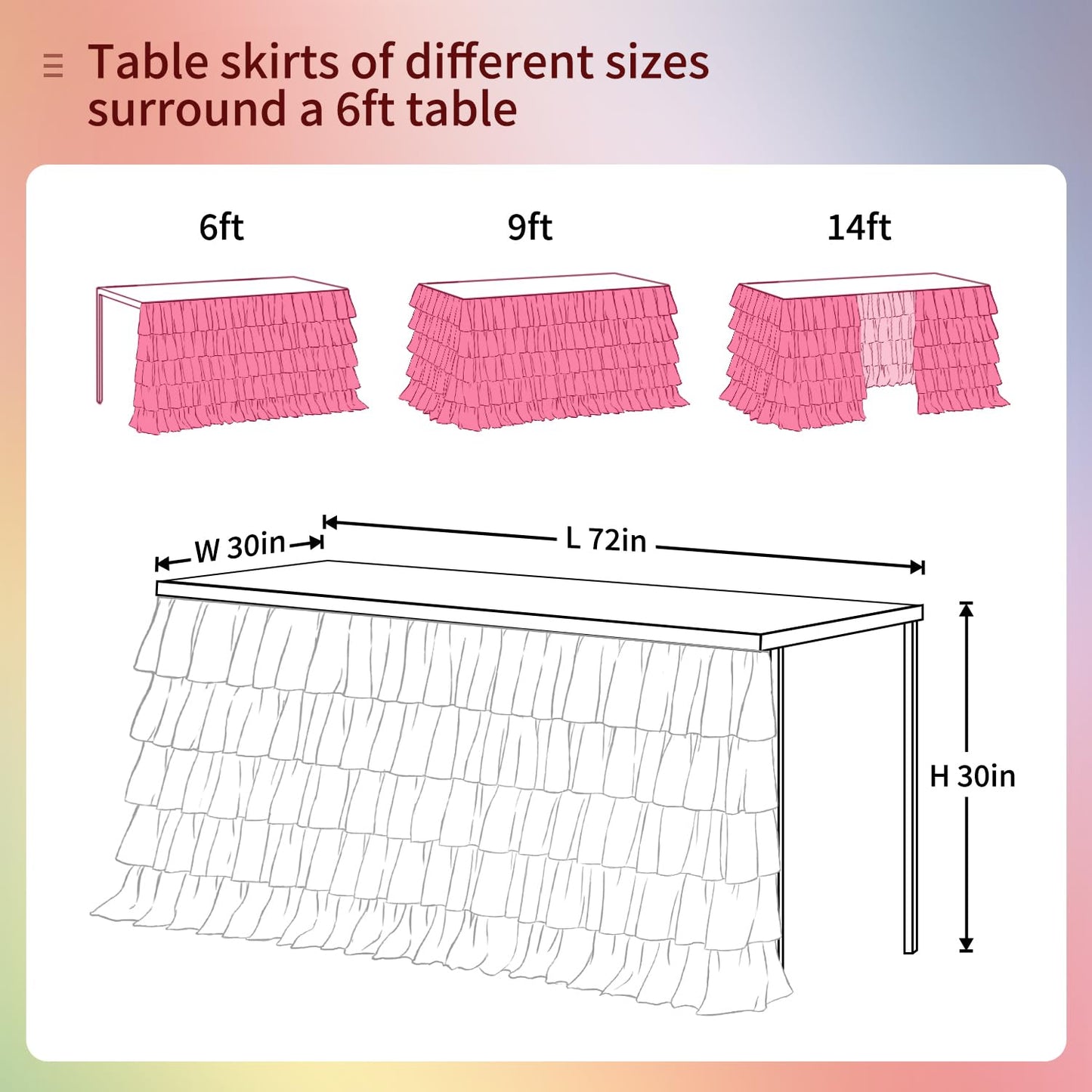 Orange Table Skirt Ruffle Fall Tablecloth for Rectangle Table 6ft Thanksgiving Christmas Birthday Party Baby Shower