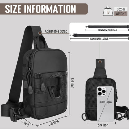 DEYACE Small Sling Bag for Men, Tactical Inspired Waterproof Utility EDC Mini Crossbody Chest Bag for Travel Work Sport (Black Camo)