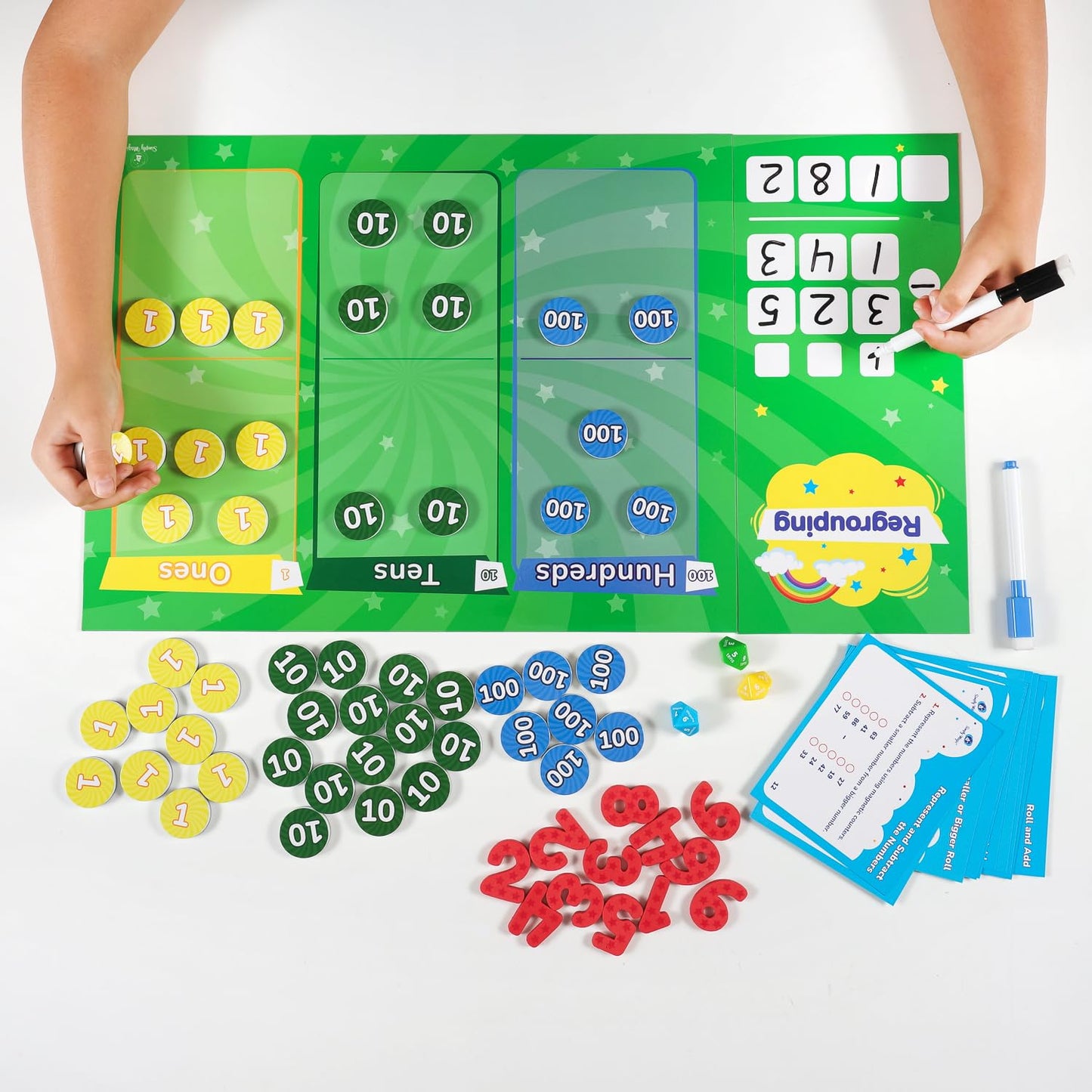 113 PCS Fun Magnetic Regrouping Activities Kit, Place Value Magnets 1st 2nd 3rd 4th Grade, Magnetic Place Value Chart Mat, Magnetic Place Value Discs Chips, Base Ten Math Manipulatives - Simply Magic