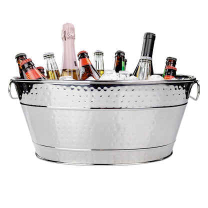 BREKX Stainless Steel Beverage Tub, 15 Quarts (4 Gallon), Rust-Proof, Oval, Multi-Use, Champagne Bucket for Mimosa Bar Supplies, Wine Cooler Bucket, Built for Years of Celebrations