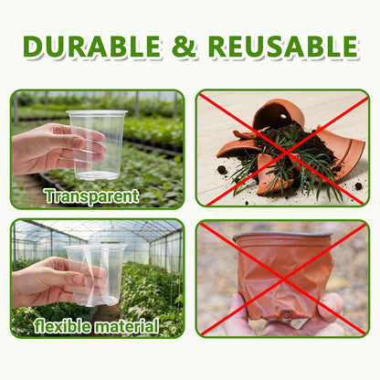 CAKKVDE 36 Pack Clear Nursery Pots with Saucers, 3.5/4/5 Inch High Transparency Plastic Plant Pots with Drainage Holes, Variety Pack for Propagation, Seed Starting, Succulents, Herbs and Vegetables