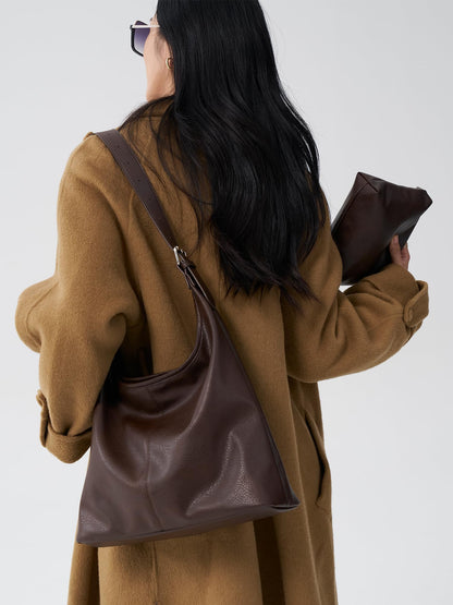 Hobo Bag for Women, Soft Vegan Leather Slouchy Shoulder Tote Purse with Matching Pouch, Adjustable Strap & Magnetic Closure Brown