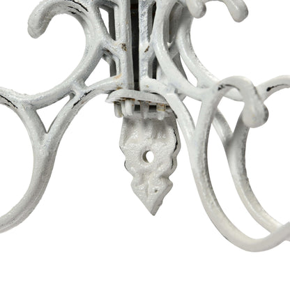 Creative Co-Op Antique Decorative Cast Iron Multi Hook Wall Hanger with 15 Hooks, Distressed White