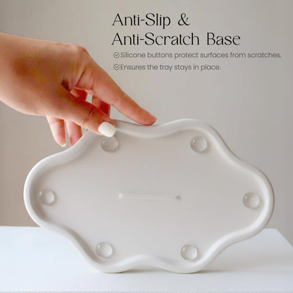 B33 BALTIC33 Cloud Ceramic Tray, Glossy White Irregular Jewelry Dish, Luxury Ceramic Ring Holder and Vanity Organizer, Cloud Trinket Plate for Keys, Perfume, or Nightstand Decor