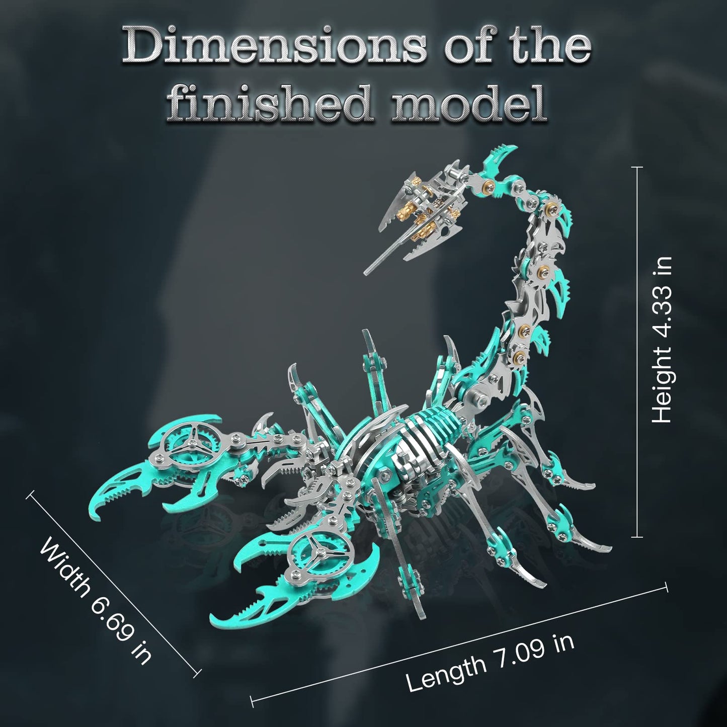 Metalkitor Scorpion 3D Metal Puzzles Kits for Adults Teens – 454 Pcs – Mechanical Assembly Models – 4 Hours to Build – Ideal for Gifts and Decorations (Green)