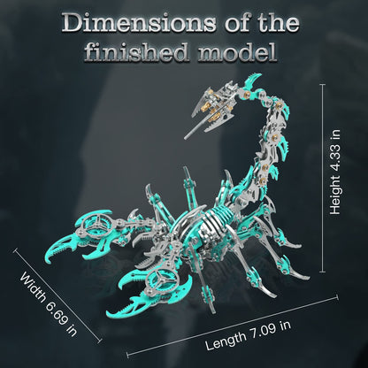 Metalkitor Scorpion 3D Metal Puzzles Kits for Adults Teens – 454 Pcs – Mechanical Assembly Models – 4 Hours to Build – Ideal for Gifts and Decorations (Green)