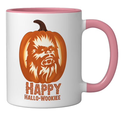Star Wars Halloween "Happy Hallo-Wookiee" Chewbacca Pumpkin Ceramic Mug, Pink/White
