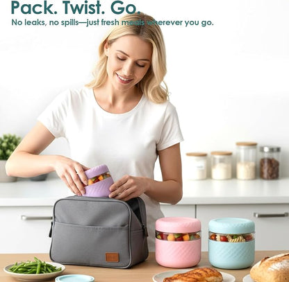 24 oz Glass Lunch Bowl Container with Lid | Leak & Spill Proof, BPA-Free, Microwave & Dishwasher Safe, Airtight Meal Prep & Food Storage Jar for Lunch, Salad, Soup, Overnight Oats, Stew, Yogurt