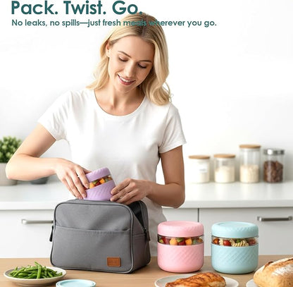 4 Pack 16 oz Glass Lunch Bowl Containers with Lids | Leak & Spill Proof, BPA-Free, Microwave & Dishwasher Safe, Airtight Meal Prep & Food Storage Jar for Lunch, Salad, Soup, Oats, Stew, Yogurt