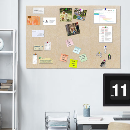 ANLIOTE 6 Pack Cork Board Felt Bulletin Board with 60 Push Pins, 1/2" Thick Pinboard Square Tiles for Wall Organizer - Home Office Classroom Decor, Photo Display, Memo Board (11.8"x11.8"- Beige)