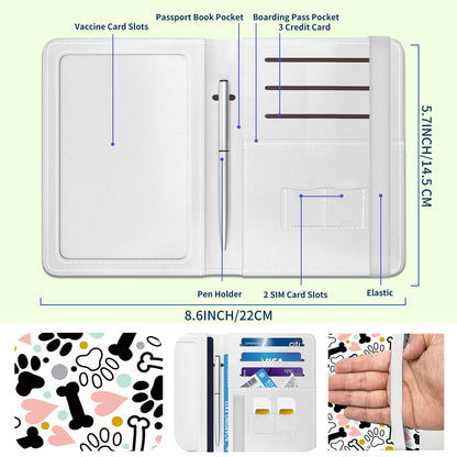NUGGHU Passport Holder for Travel Essentials, Leather RFID Blocking Passport Wallet Cover Case, Cute Passport Book Holders for Women and Men Cute Dog Paws