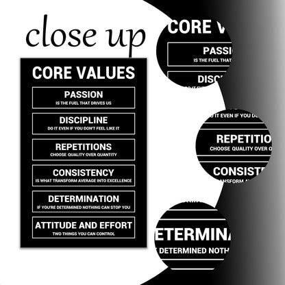 Motivational Wall Art Home Decor Core Values Quote Inspirational Poster Canvas Painting Prints Positive Wall Picture Painting Artwork for Bedroom Classroom Office Stretched and Framed [18''W x 24''H]