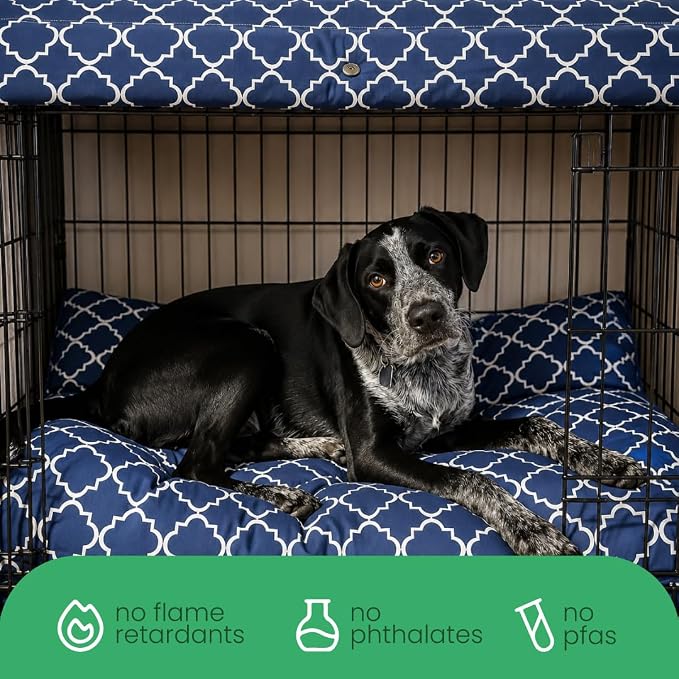 Molly Mutt Romeo & Juliet Dog Crate Cover, 100% Cotton Canvas Cover with 2 Roll-Up Panels, Ideal for Dog or Cat Crate, Durable, Washable, and Free of Harmful Chemicals, 42" x 28" x 31"