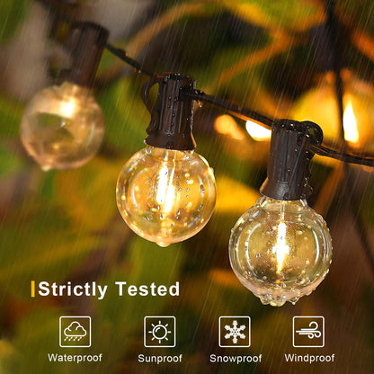 GvvooHome Outdoor String Lights, LED Patio Hanging Lights with Waterproof G40 Globe Plastic Bulbs for Outside Backyard Porch Garden Cafe Decor (25ft - 14 LED Bulbs)