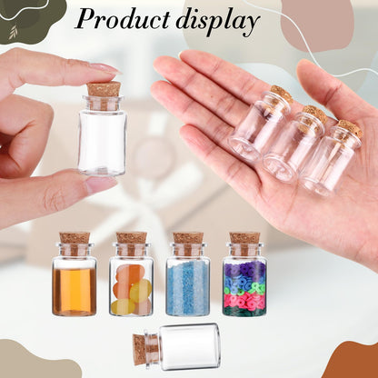 Bokon 100 Packs Mini Plastic Bottles with Corks Stoppers Eye Screws Funnels Small Potion Bottles Tiny Clear Sand Art Jar Wishing Vial for Birthday Party DIY Crafts Gift