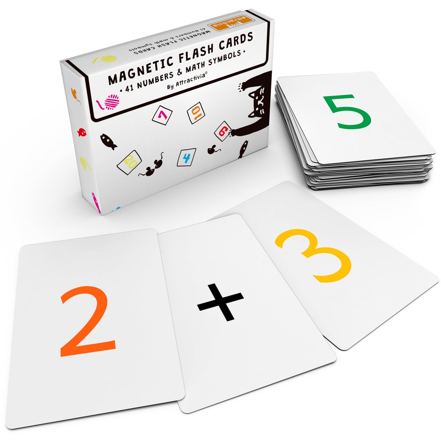 Attractivia Magnetic Number Flash Cards - Large 0-25 Math Cards, Early Addition and Subtraction, Multiplication, Division and Symbols, for Classroom Teachers, Homeschool, Toddlers, Kids and Adults
