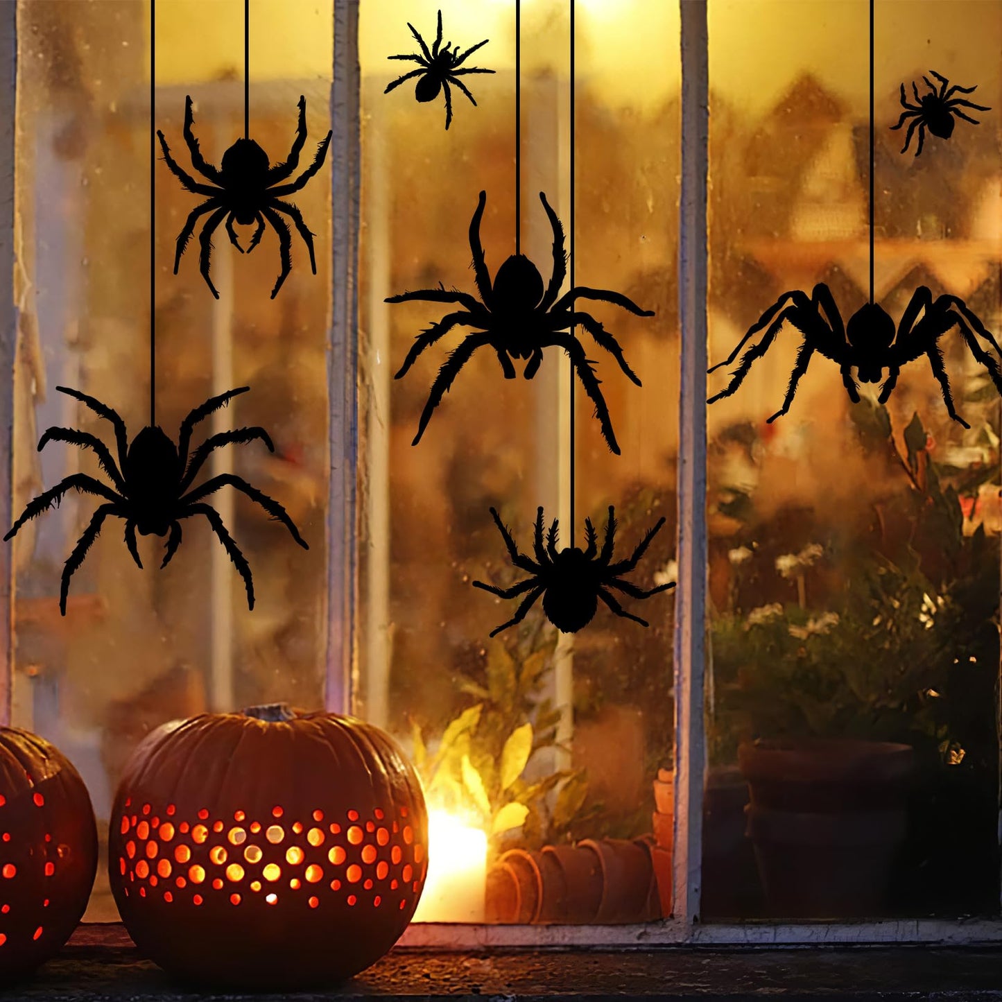 Halloween Window Clings Decorations, Large Scary Black Spider Window Decals Decor, Horror Halloween Windows Stickers Indoor for Home Office School Party