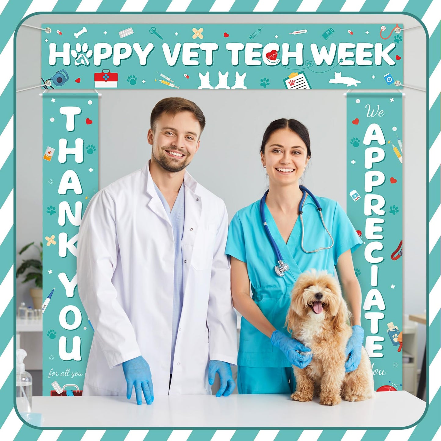 Fanfanwin 3 Pcs Happy Vet Tech Week Banner We Appreciate Thank You Veterinary Technician Week Decorations Vet Hospital Staff Party Supplies for Hard Work Nurse Enthusiast