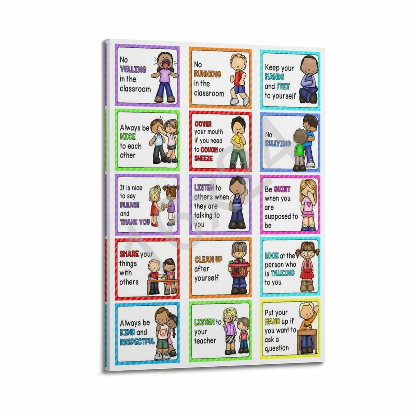 Classroom Rules Educational Posters for Preschool, Home, Middle And High School Classroom Poster Poster for Room Aesthetic Posters & Prints on Canvas Wall Art Poster for Room 16x24inch(40x60cm)