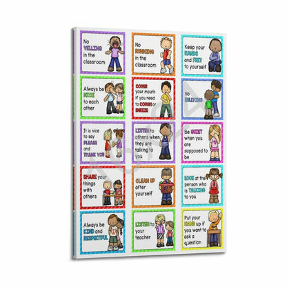 Classroom Rules Educational Posters for Preschool, Home, Middle And High School Classroom Poster Poster for Room Aesthetic Posters & Prints on Canvas Wall Art Poster for Room 16x24inch(40x60cm)