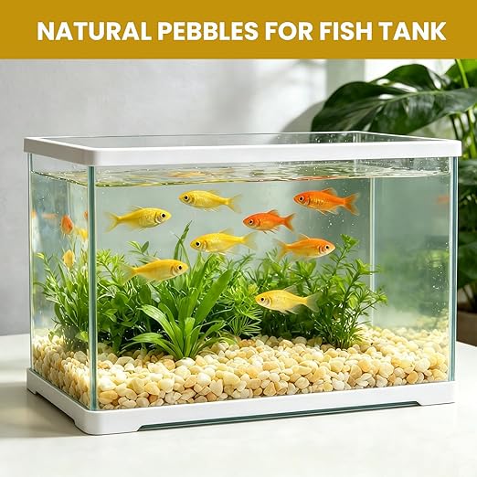 1/8 Inch Aquarium Gravel, Small Pebbles for Fish Tank, Indoor Plants & Succulents, Natural Mini River Rocks for Dressing & Vase Filler, Cream Beige, 12LB