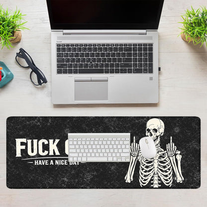 Funny Skeleton Mouse Pad Gothic Sarcastic Skull Halloween Extended Mousepad Waterproof Stitched Edges Rubber Base Non-Slip Deskmap Computer Keyboard Mat 31.5x11.8 Inch