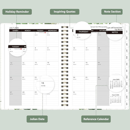 Planner 2025-2026 for Women & Men, Weekly and Monthly Calendar Notebook (July 2025 - June 2026), Hardcover Spiral Bound School Teacher Student Planner with Tabs, Inner Pocket, A5 (6.3" x 8.5")
